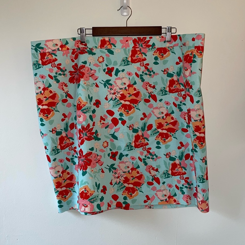 J. Crew Red and Blue Mini Pencil Skirt